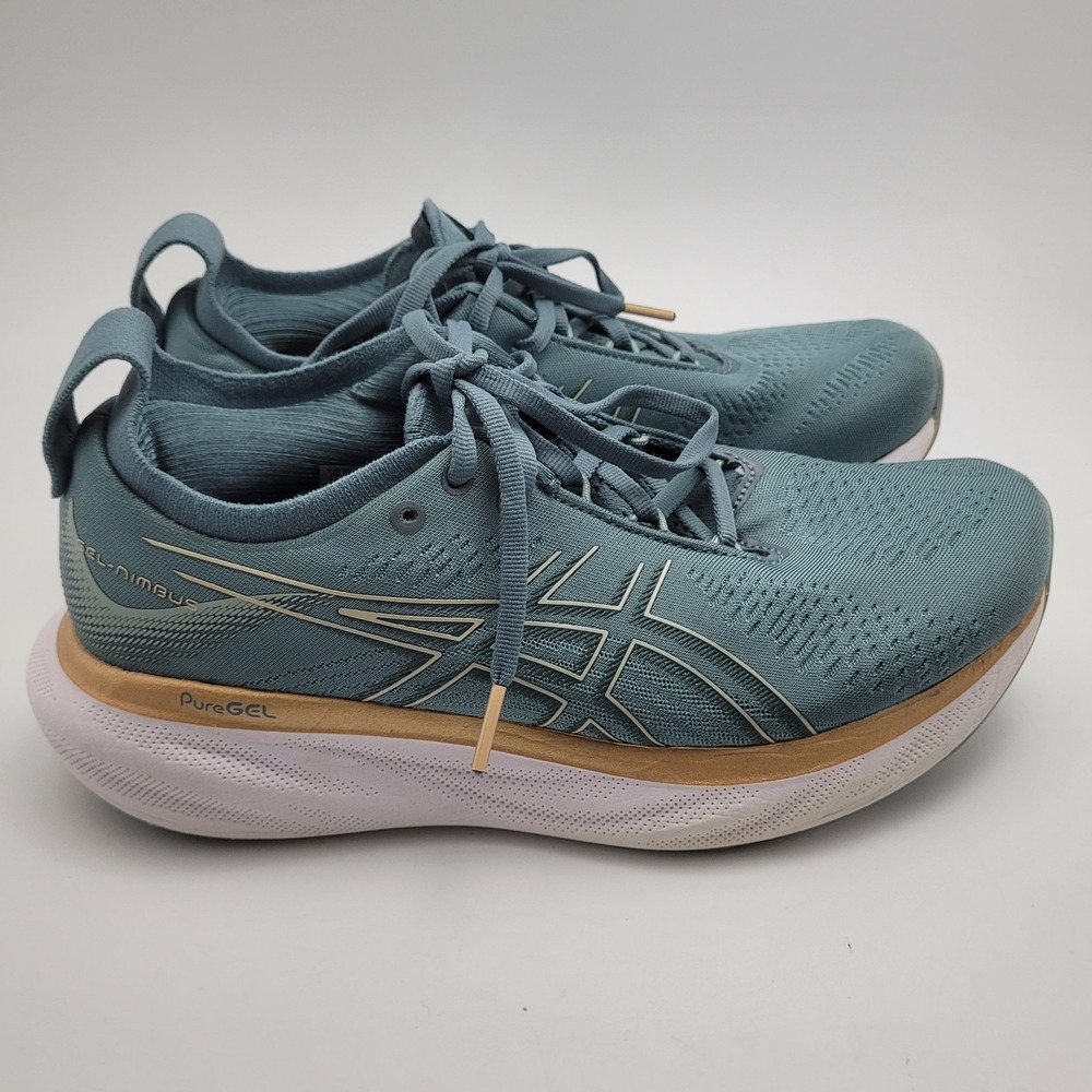 ASICS Gel-Nimbus 25 Running Shoes Women's 8.5 Trainers Foggy Teal Lace Up - Picture 2 of 14